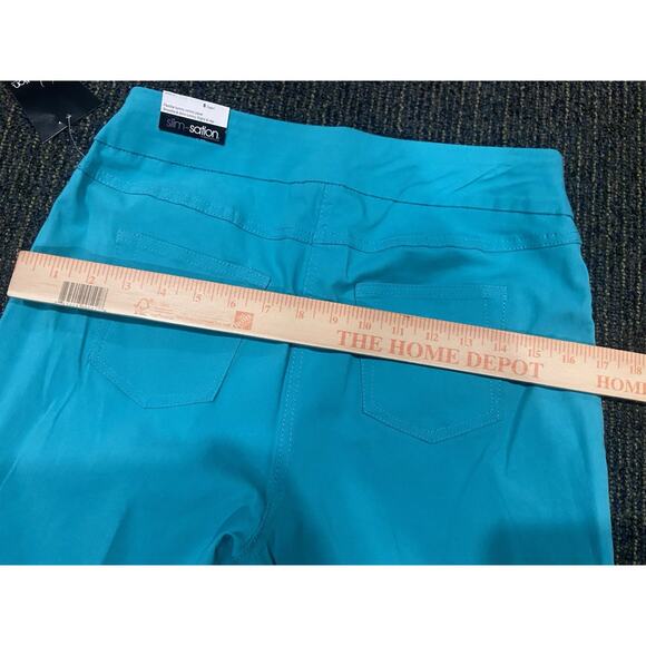 NWT Slim Satin by Multiples $59 Blue capris tummy control women’s pants - Picture 8 of 9